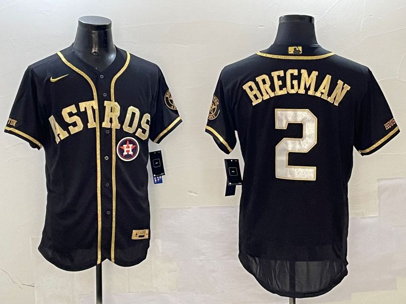 Men Houston Astros 2 Bregman Black Gold Elite 2025 Nike MLB Jersey style 7